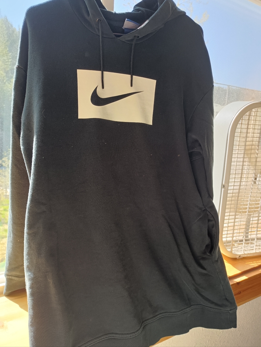 Nike Blue Hoodie with White Box Swoosh Long With Pockets